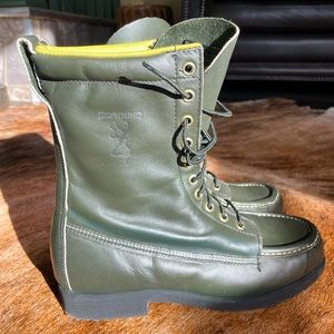 Vintage Browning Genuine Leather Boots 7 1/2 D Men’s Moc Toe Lace Up